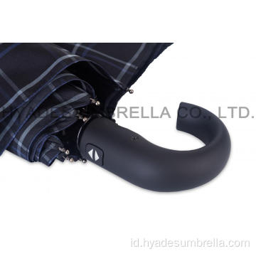 Periksa Tahan Angin Cetak Mens Folding Umbrella